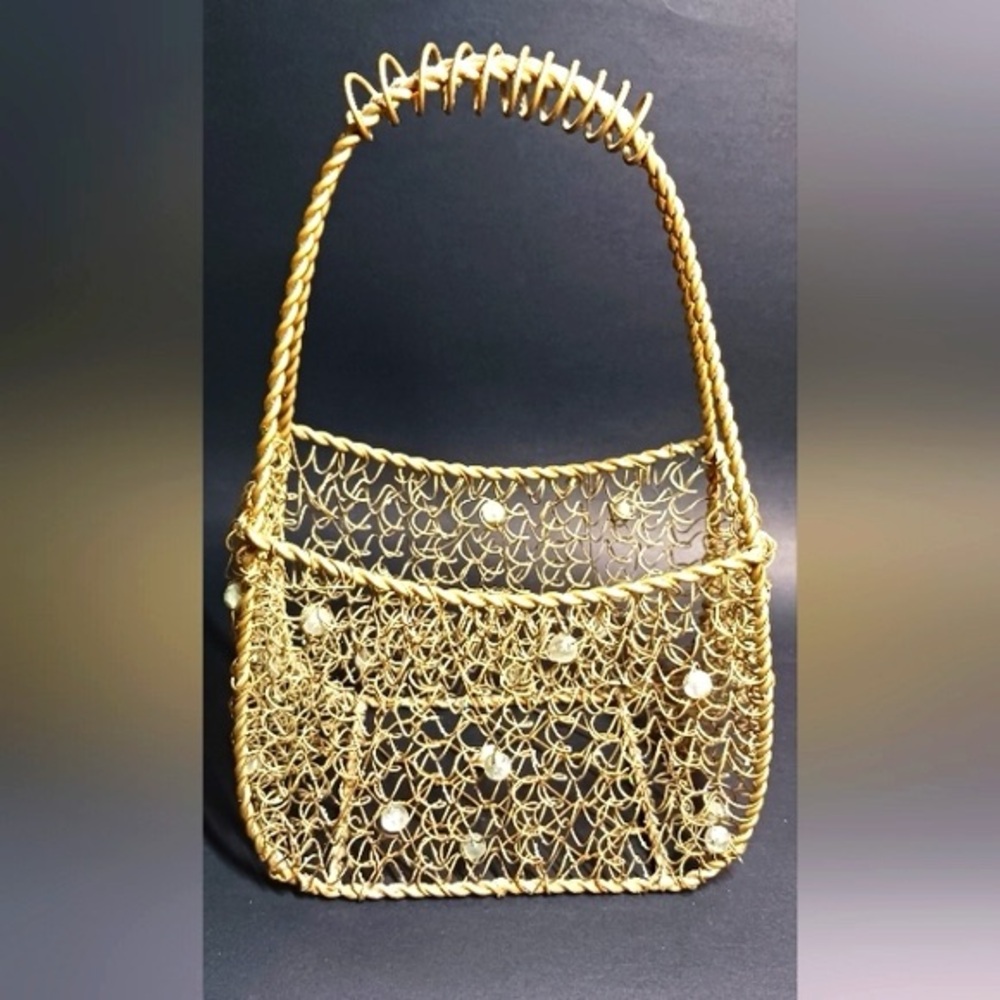 Mid Century Chicken Wire Handbag Beaded Wire